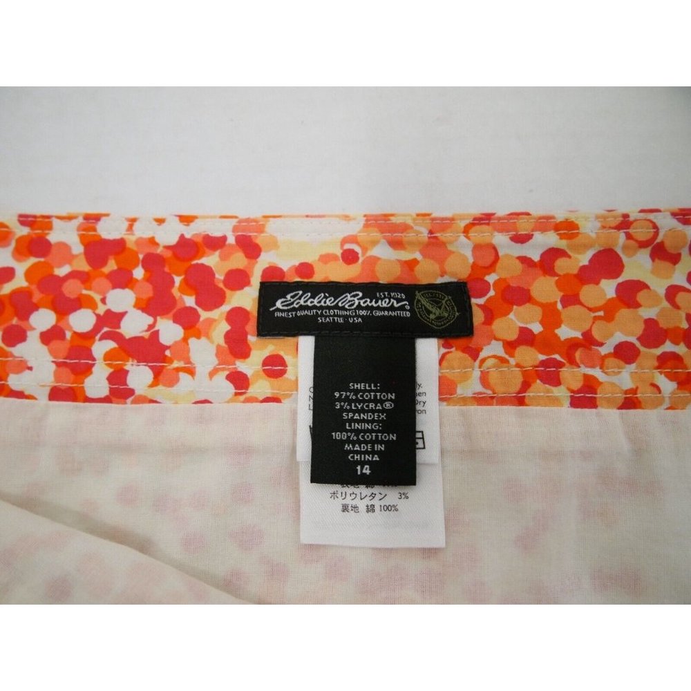 Eddie Bauer Womens 14 Cotton Mini Skirt Orange Pink Polka Dot - Picture 4 of 4